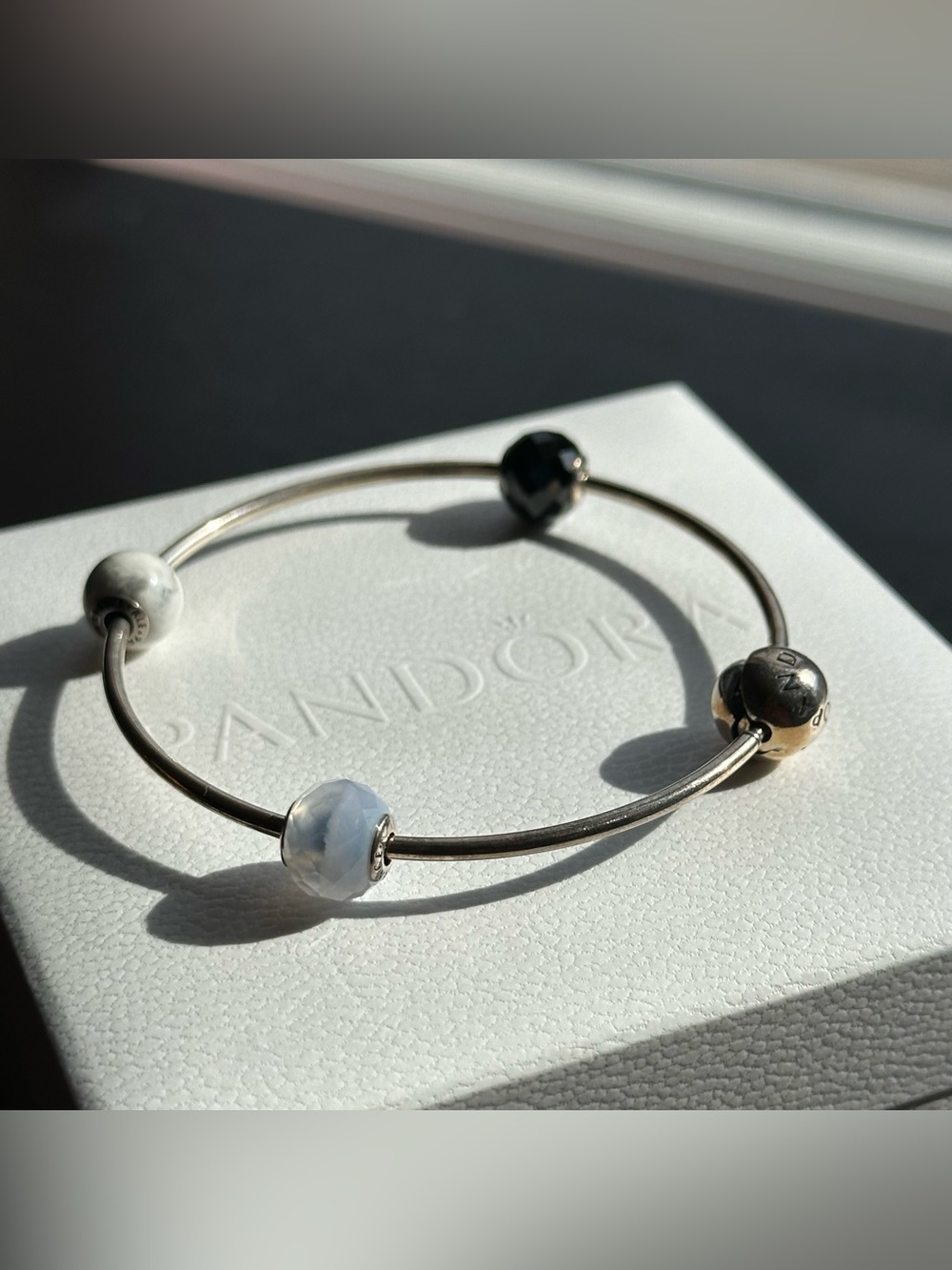 Pandora Bangle Bracelet with 3 Charms - Patience Strength